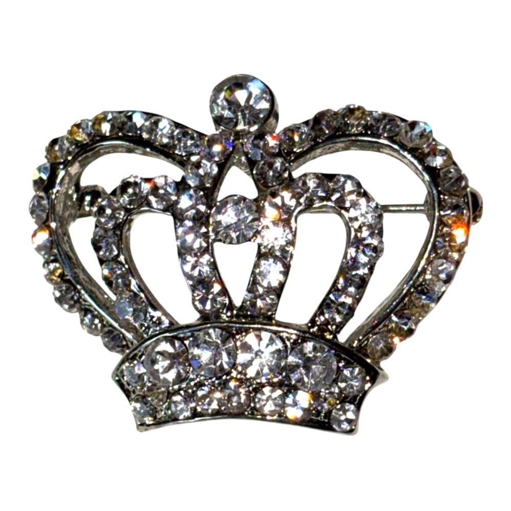 Vintage Rhinestone Queen's Crown Brooch Pin or Pendant